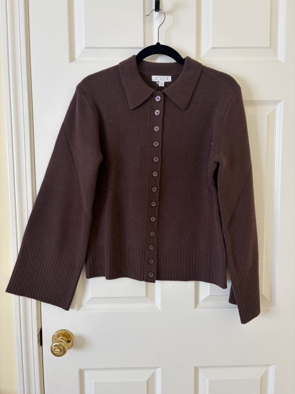 J. Crew Milano-stitch cinched-waist cardigan deep chocolate - Picture 5 of 8